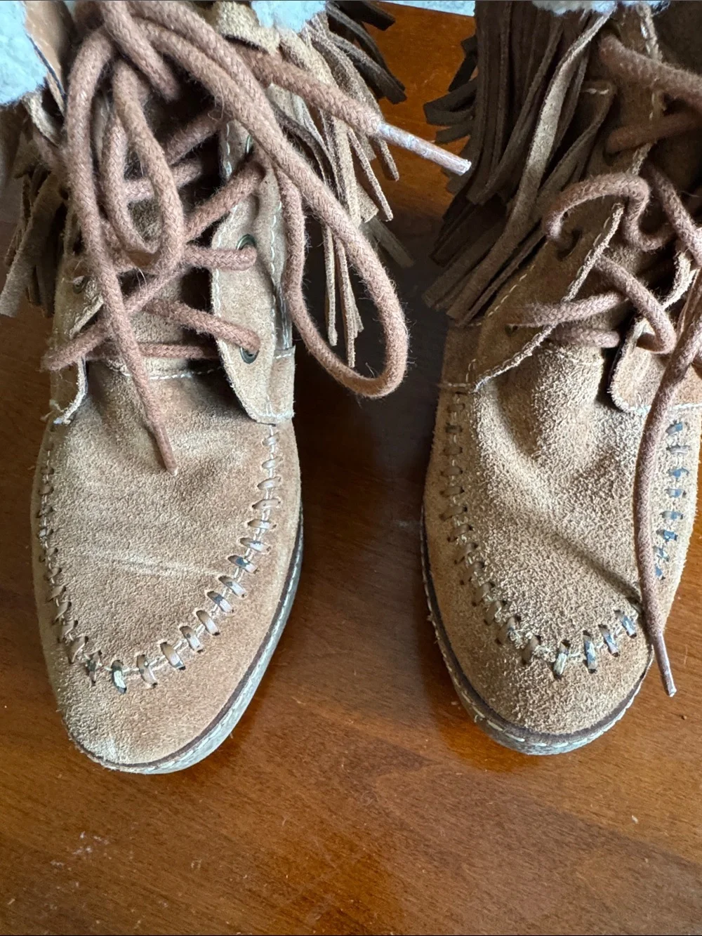 Sam Edelman Fringe Wedge Ankle Boots - Tan